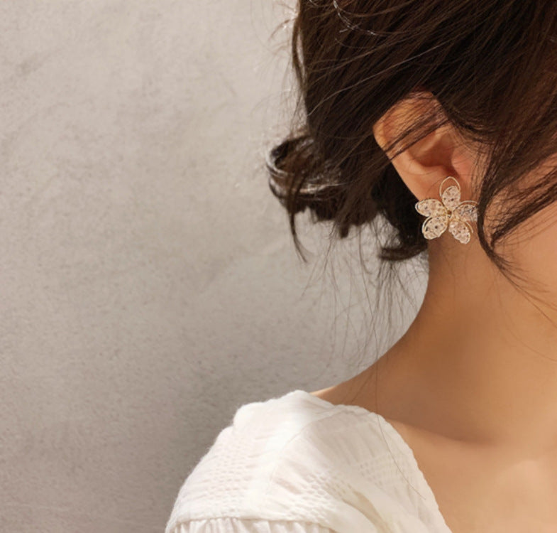 Crystal Cut-out Flower Earrings