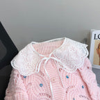 Beaded Floral Hollow Single-breasted Cardigan