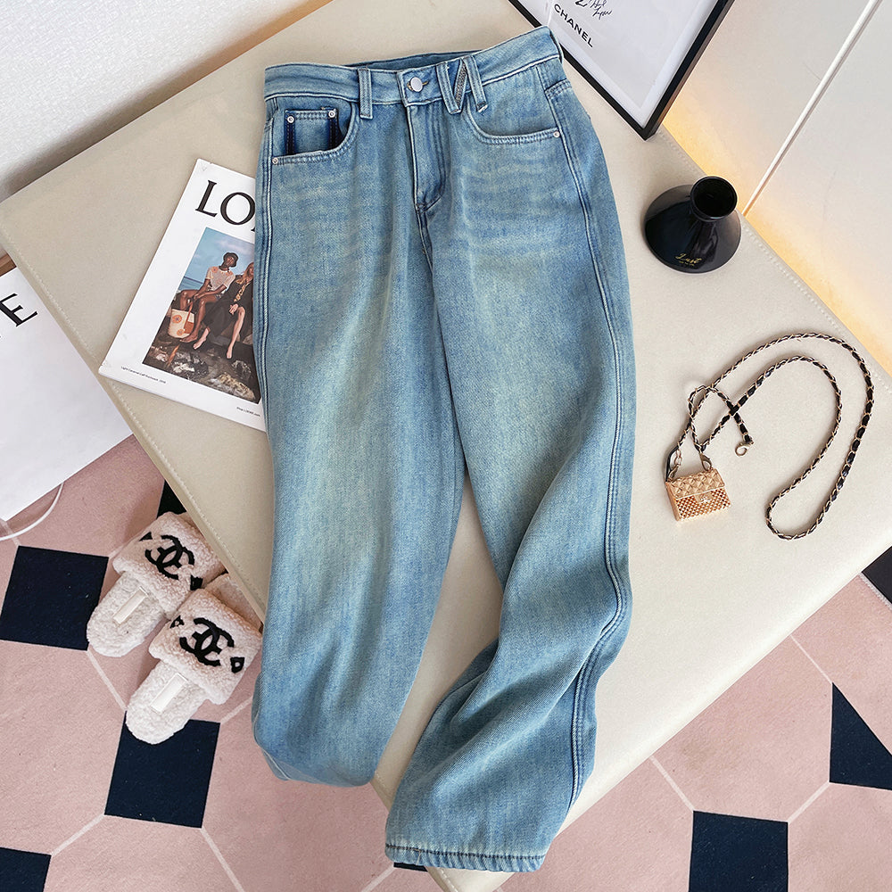 Baby Velvet Light Blue Thermal Jeans