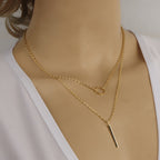 Metal Bar Tassel Layered Necklace
