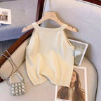 Color Blocking Sleeveless Knitted Top