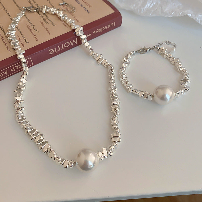 Irregular Patchwork Pearl Necklace&Bracelet