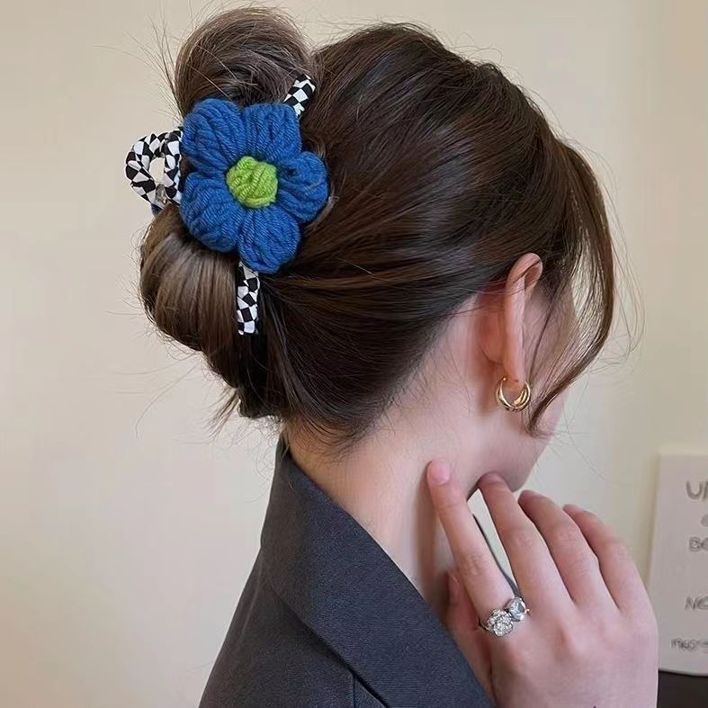 Colorful Tweed Floral Hair Clip