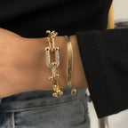 Rhinestone Studded U-Button Bracelet