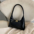 Solid Glossy Patent Leather Handbag