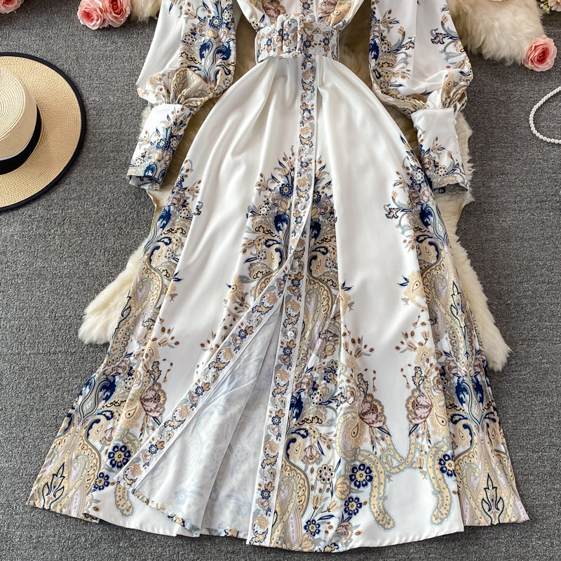 Printed Single-breasted Dress