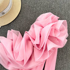 Pink 3d Floral One-shoulder T-shirt