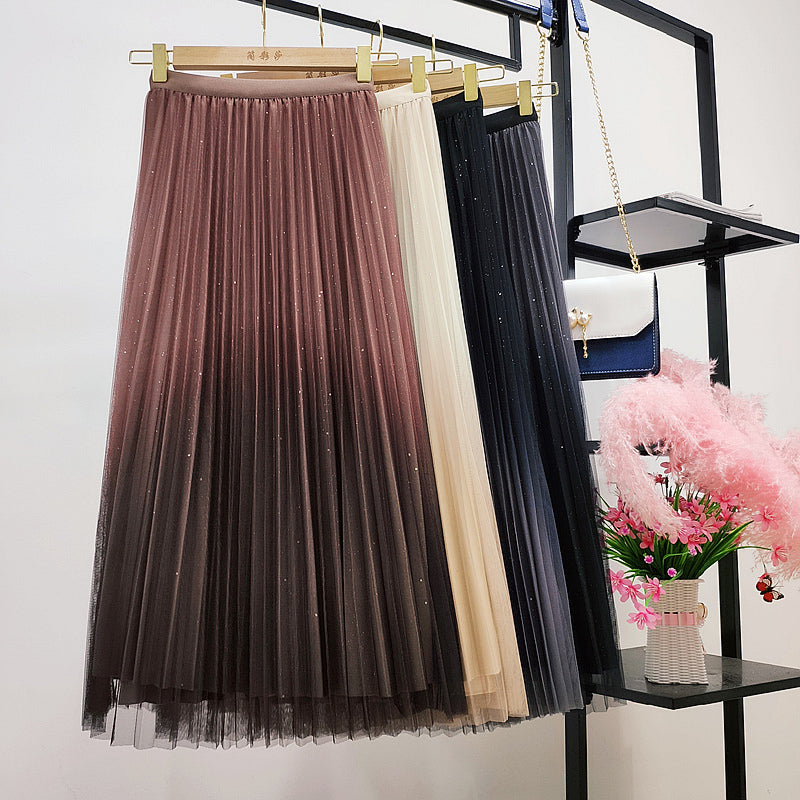 Both Sides Wear Gradient Mesh Skirt