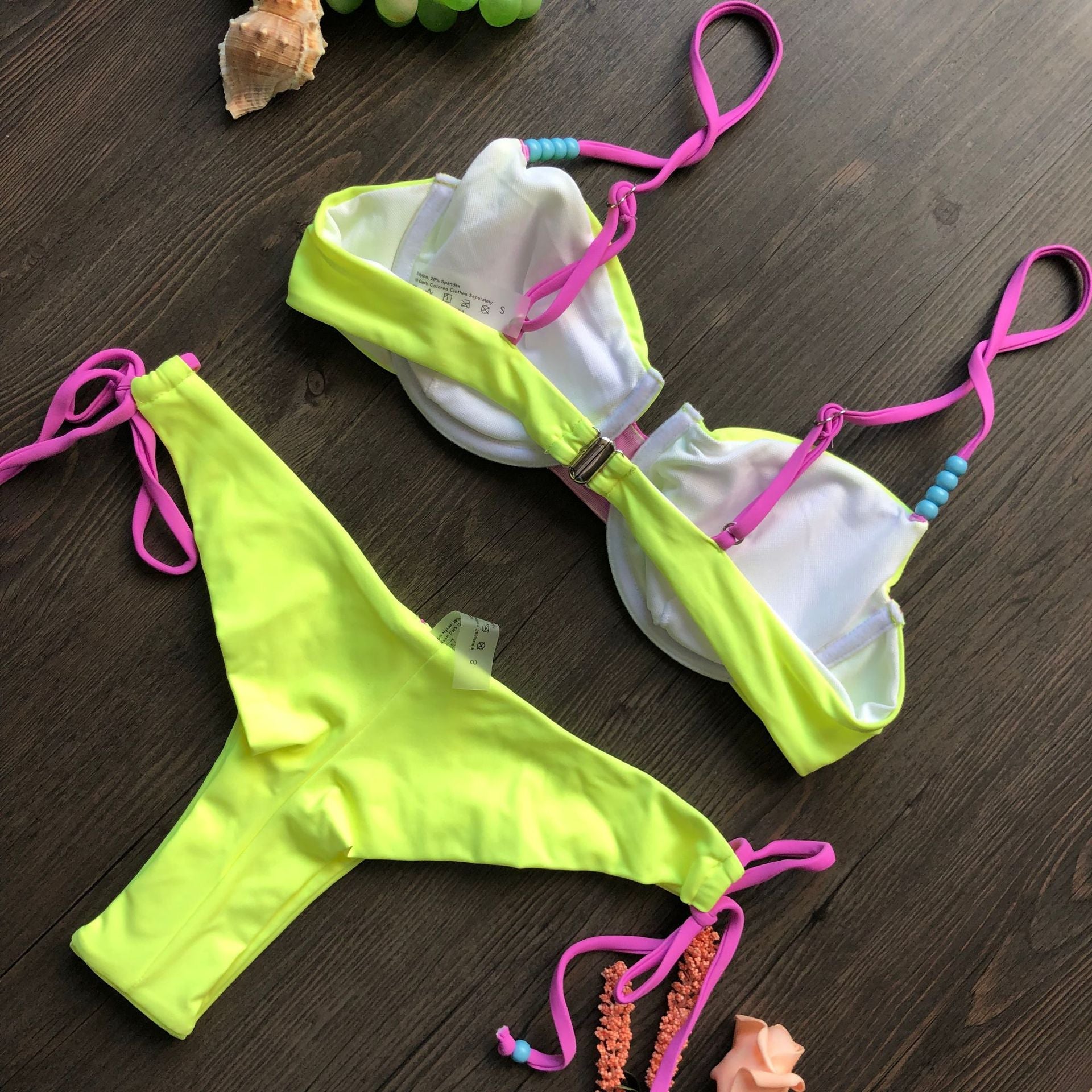 Mixed Colour Simple-design Stringed Bikini