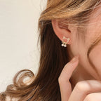 Pearl Bear Bow Stud Earrings