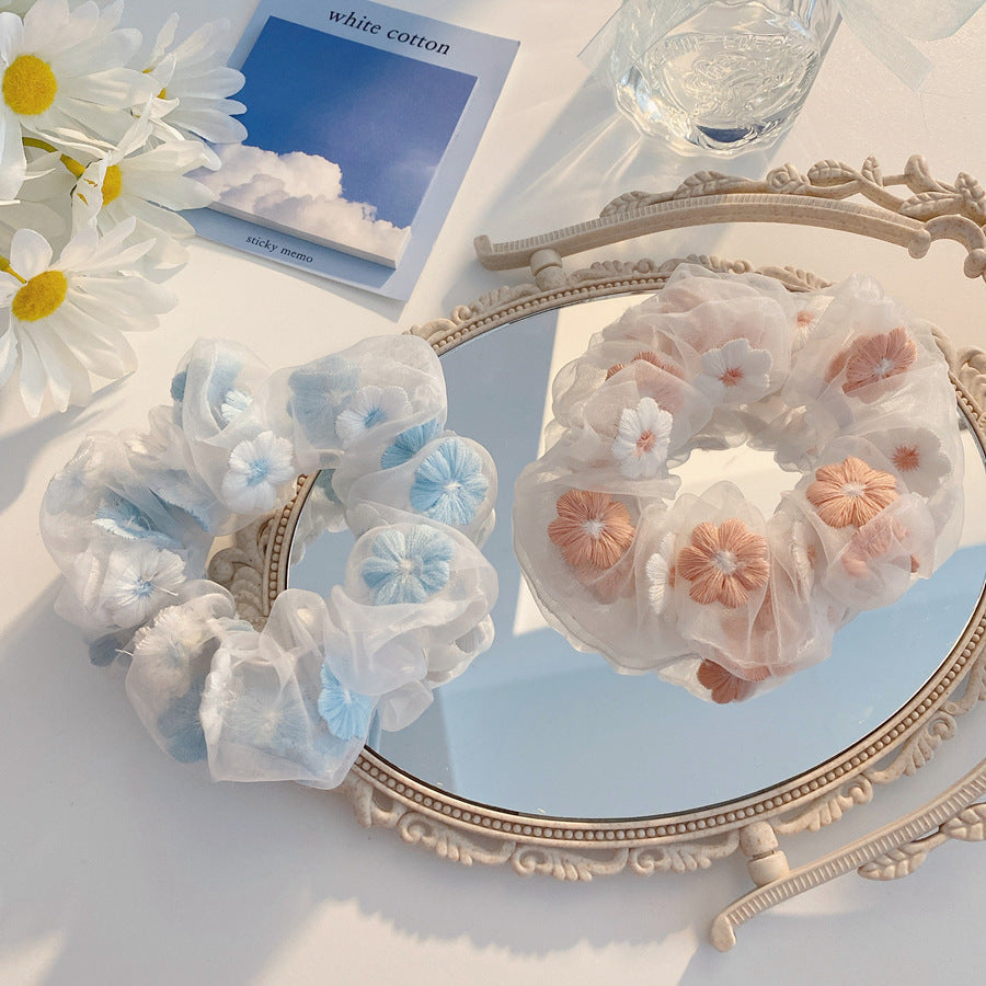 Embroidered Floral Organza Hair Cord