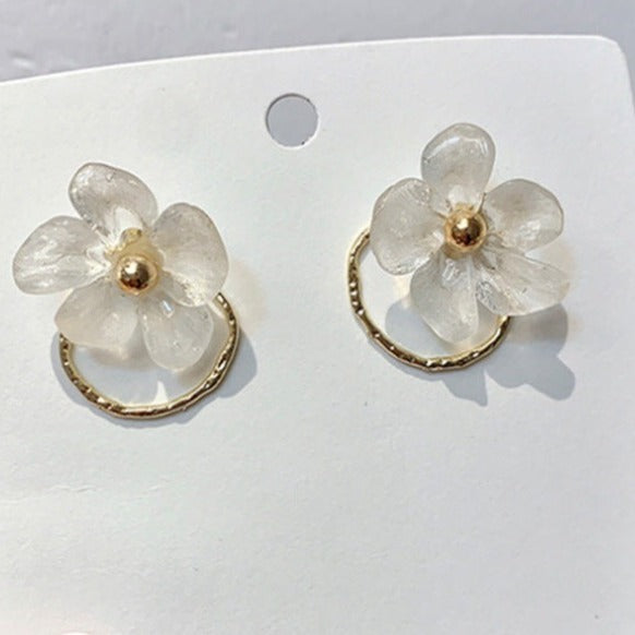 Korean-style Crystal Flower Earrings