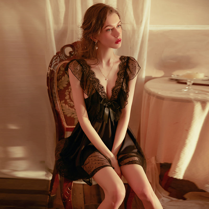 Polka Dot Bow-tie Lounge Dress