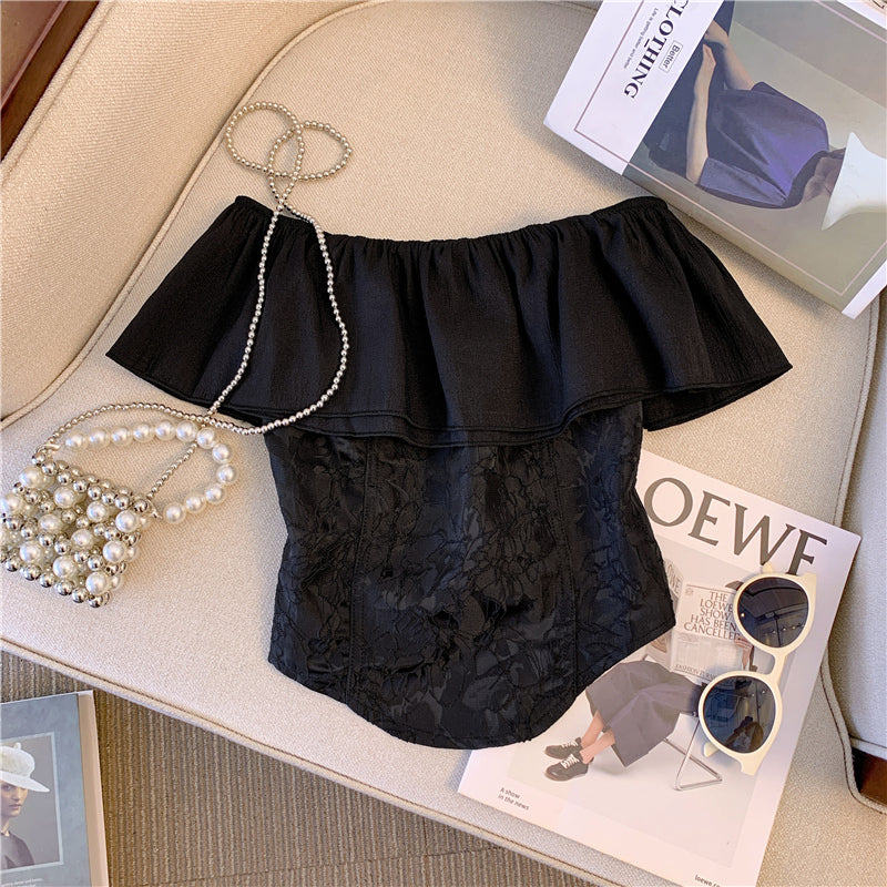 Sweet Ruffled Floral Off-shoulder Top