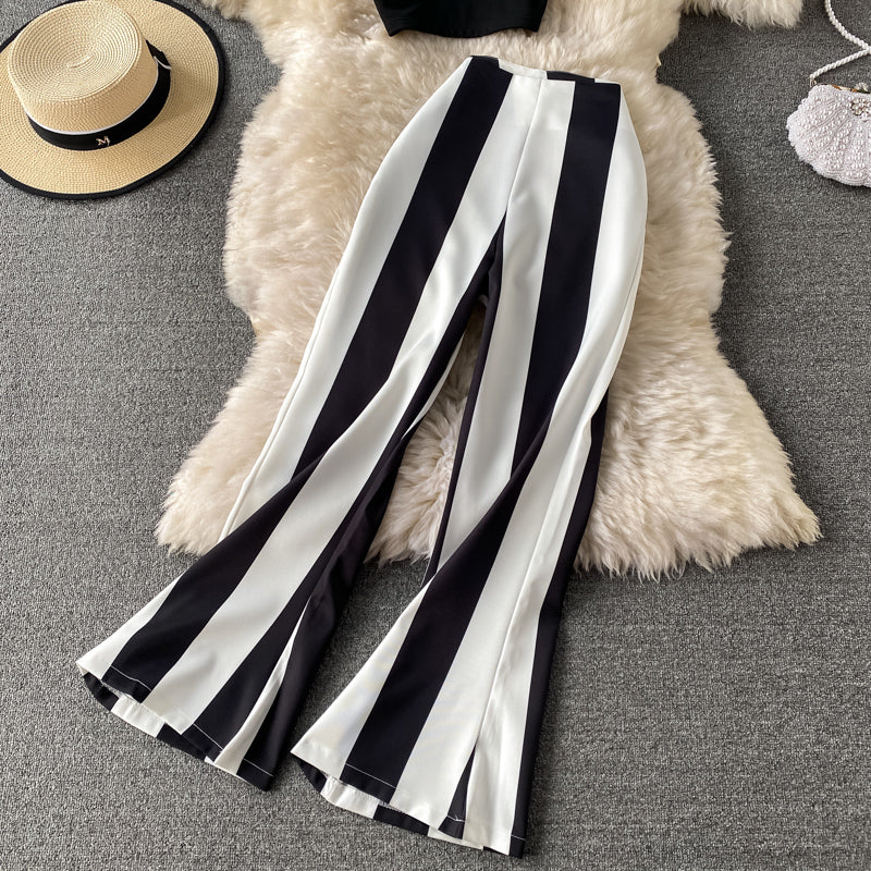 Chest Cushion V-Neck Short Halter Vest Two-Piece Set