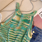 Chic Green Striped Knit Camisole