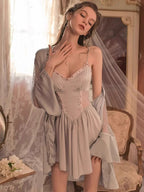 Bow-tie Slip Lounge Dress&Robe