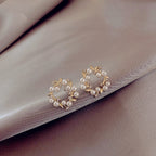 Openwork Floral Pearl Earrings