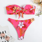 Halterless Multi-coloured Printed Bikini