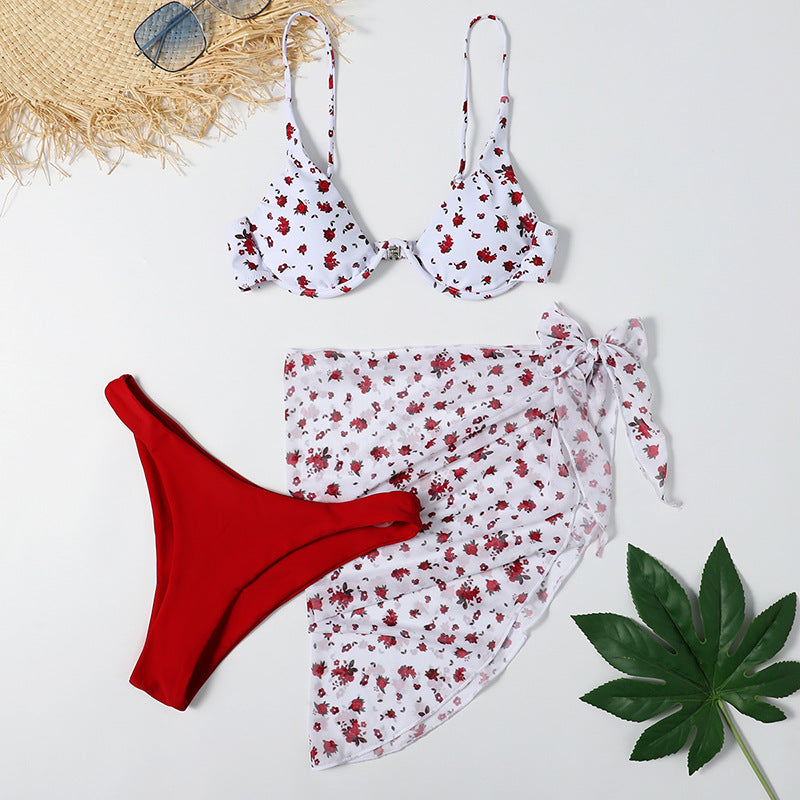 Fairy 3pcs Printed Underwire Swimsuit