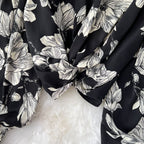 V-neck Flared-sleeve Floral Shirt