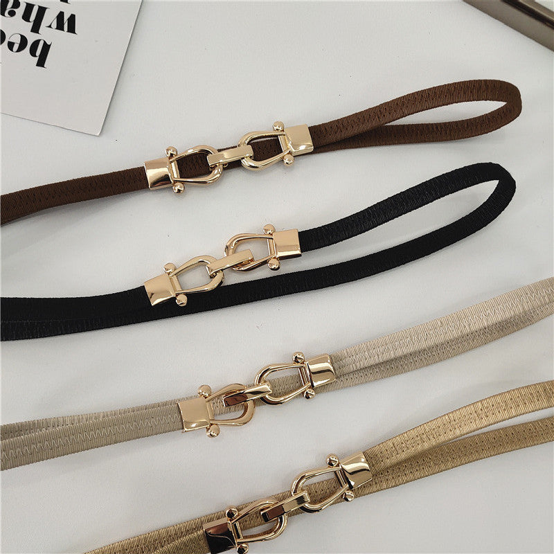 Gold-colored Buckle Decorative Soft Belt