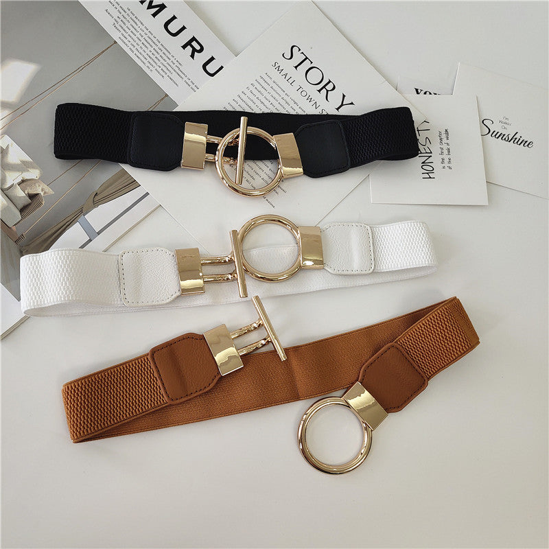 Gold T-Buckle Vintage Stretch Belt