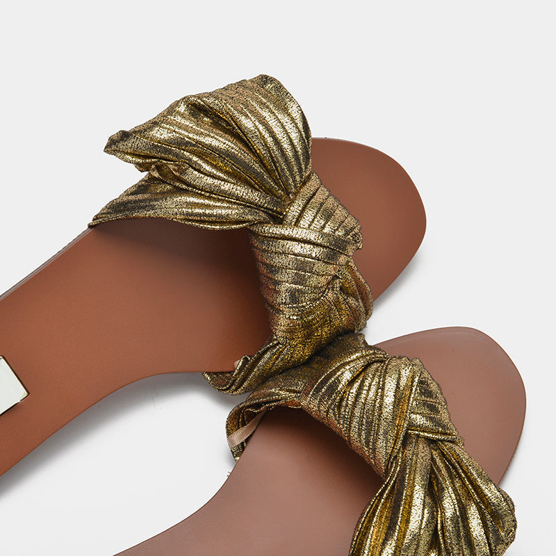 Flat Ruffled Bow Sandals