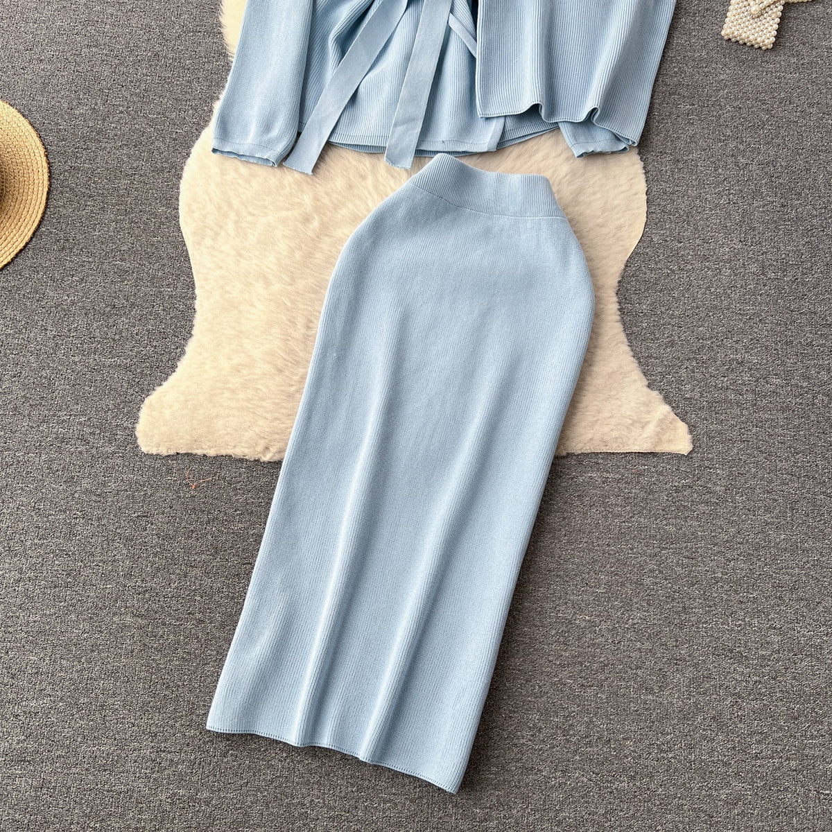Cardigan&Camisole&Skirt Knitted 3Pcs