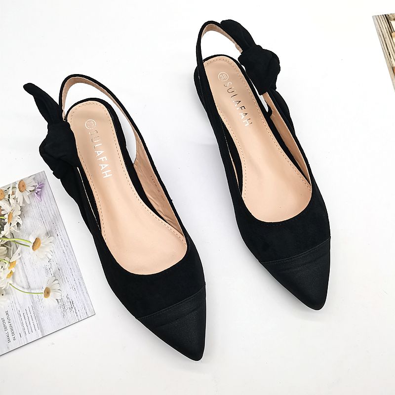 Low Heel Pointy Patchwork Color Kink Flats