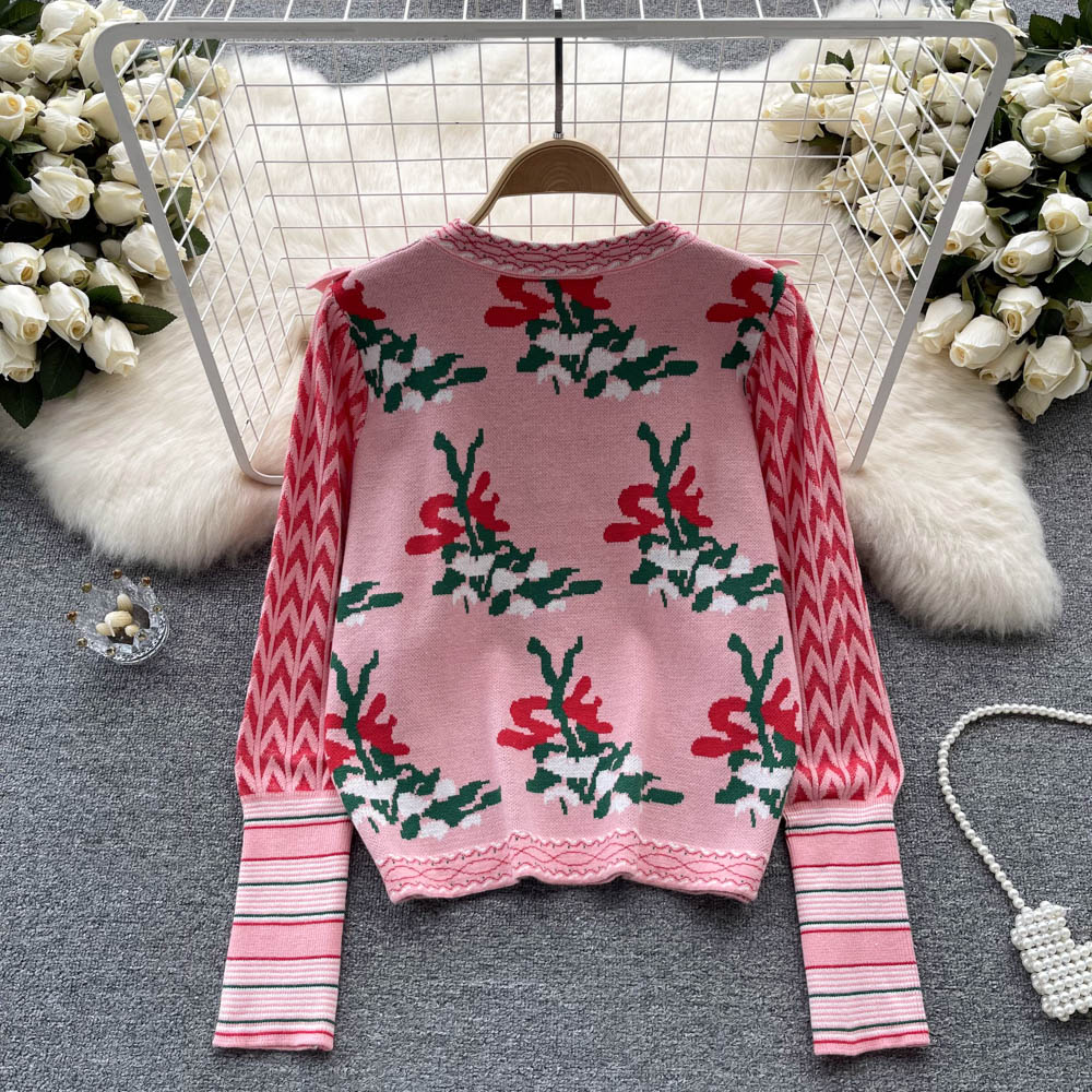Vintage Ruffled 3d Kitty Pattern Sweater