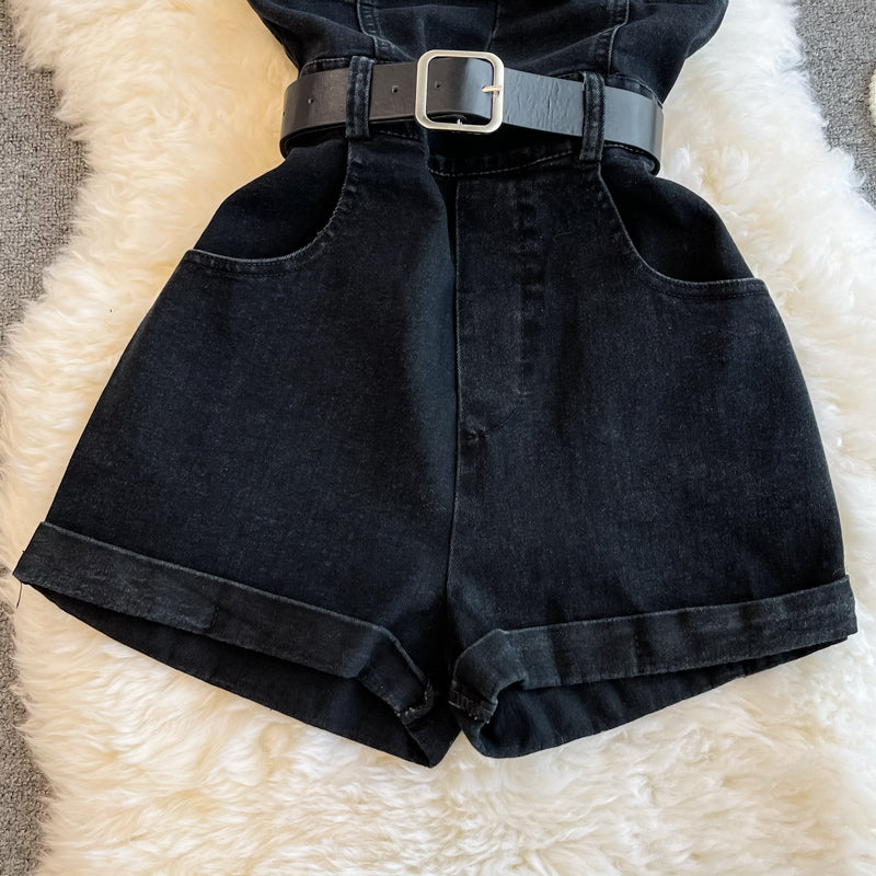 Strapless Denim Shorts