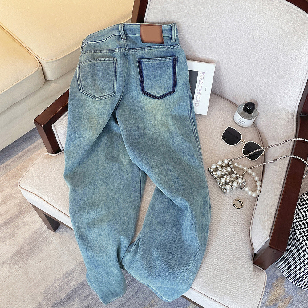 Baby Velvet Light Blue Thermal Jeans