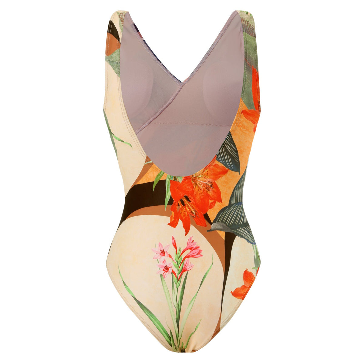 Floral One-piece Swimwear&Lace-up Skirt