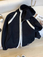 Color Blocking Zipped Hooded Jacket