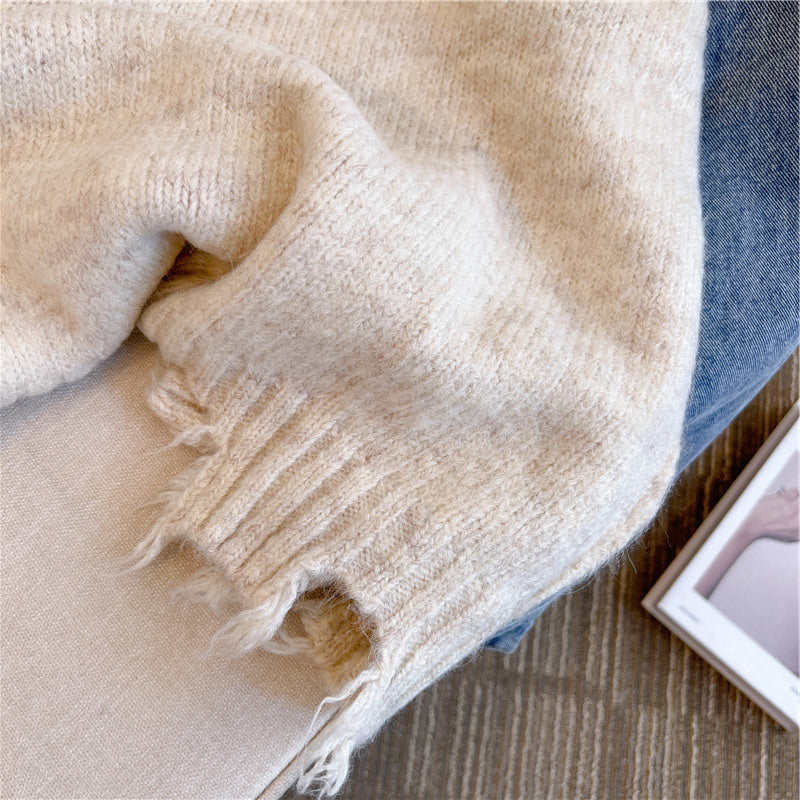 Oversized Denim Patchwork Knitwear