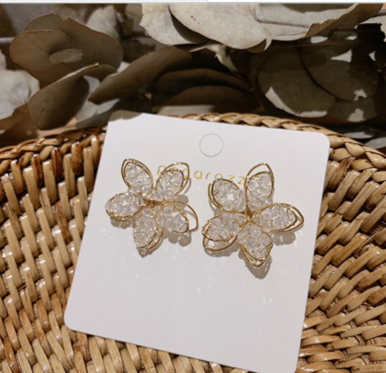 Crystal Cut-out Flower Earrings