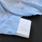 Vintage Lapel Blue Stripe Shirt