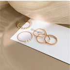 Pearl Wave Metal Ring 5Pcs Set