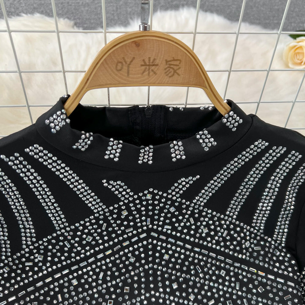Top&Fishtail Skirt Rhinestone Studded 2Pcs