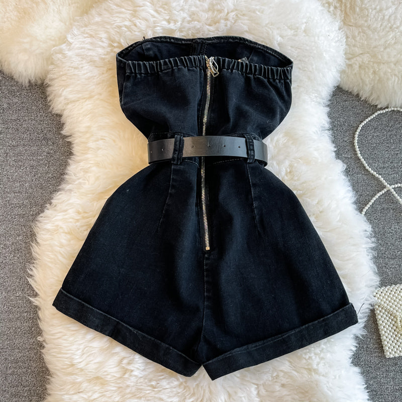 Strapless Denim Shorts