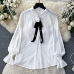 Bow-tie Shirt&Beaded Skirt 2Pcs