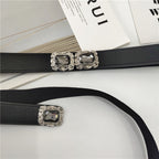 Black Rhinestone Small Buckle Belt