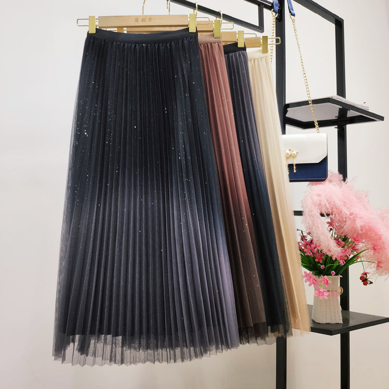 Both Sides Wear Gradient Mesh Skirt