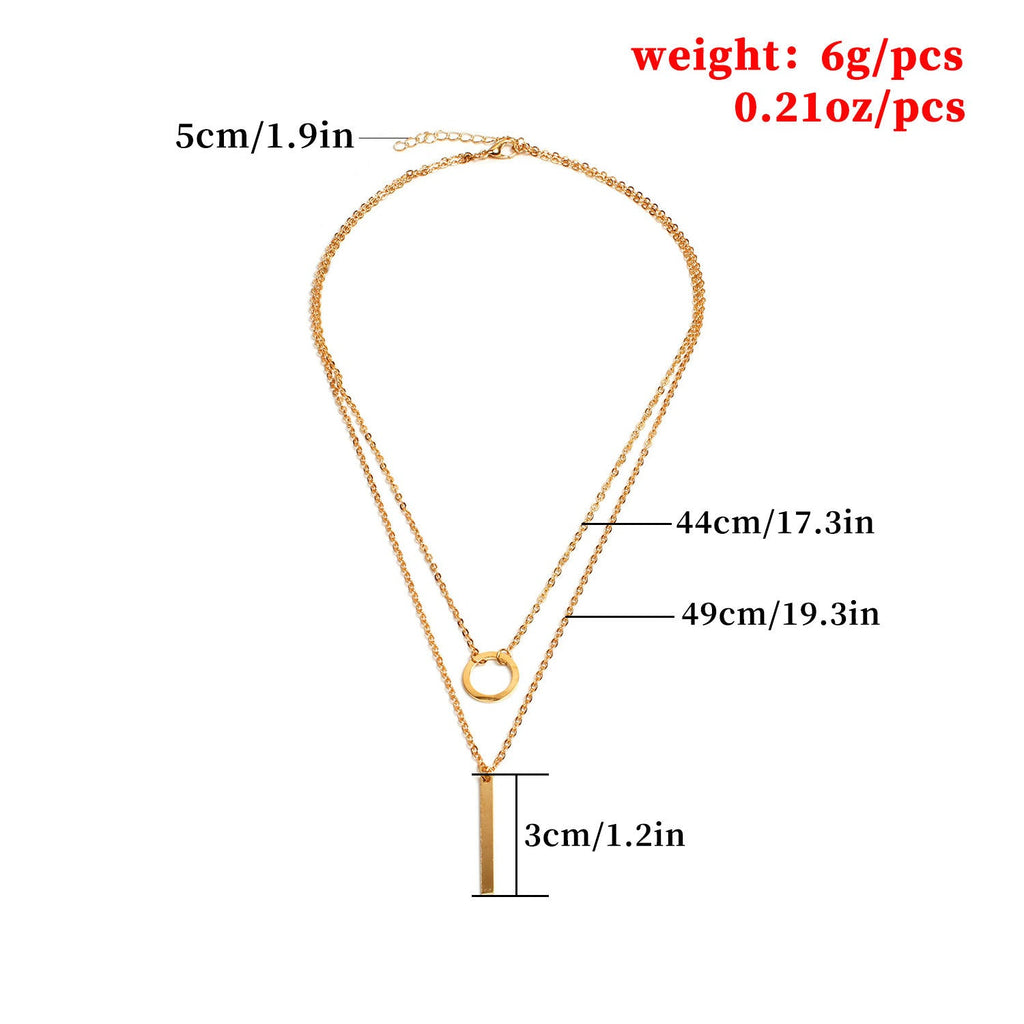 Metal Bar Tassel Layered Necklace