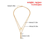 Metal Bar Tassel Layered Necklace