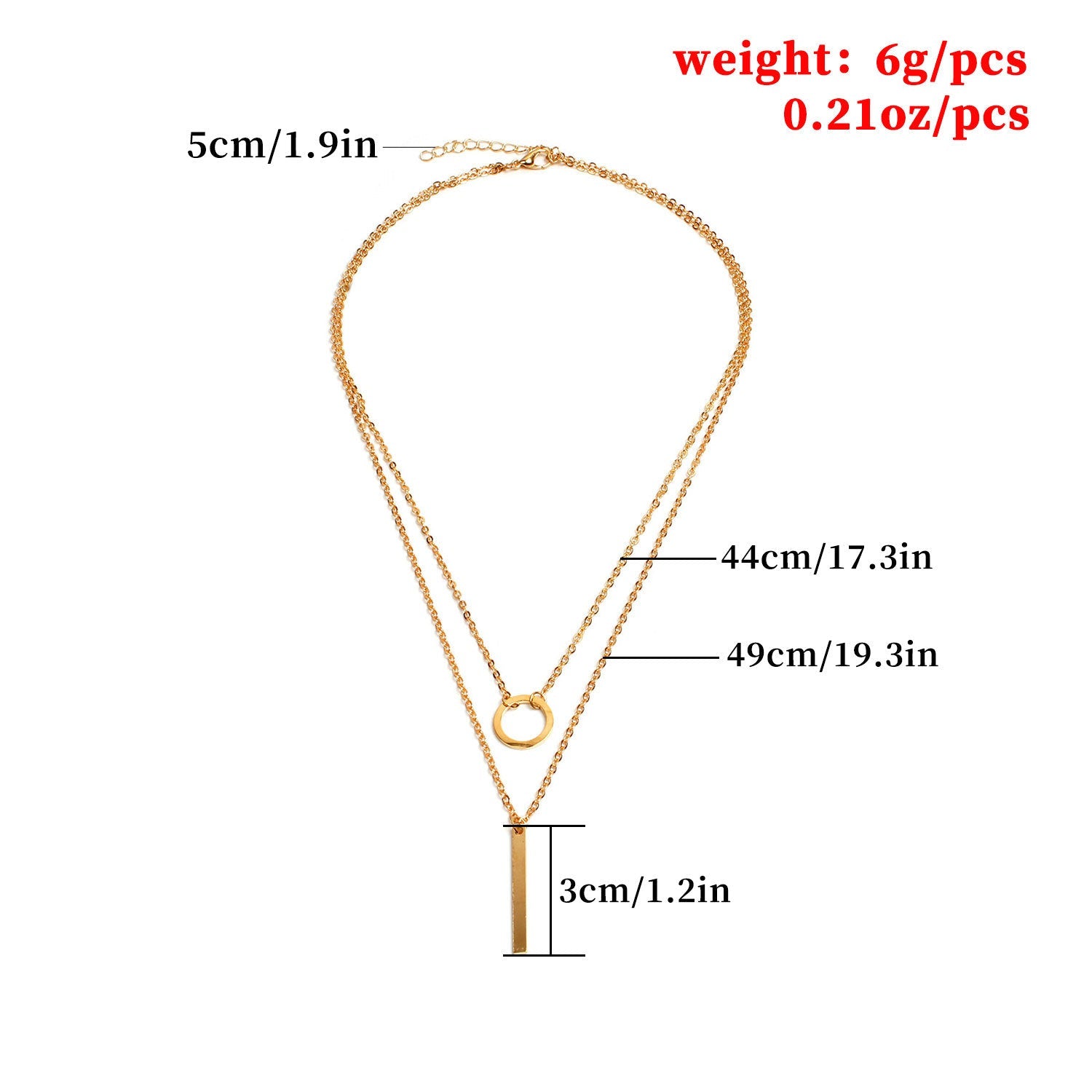 Metal Bar Tassel Layered Necklace