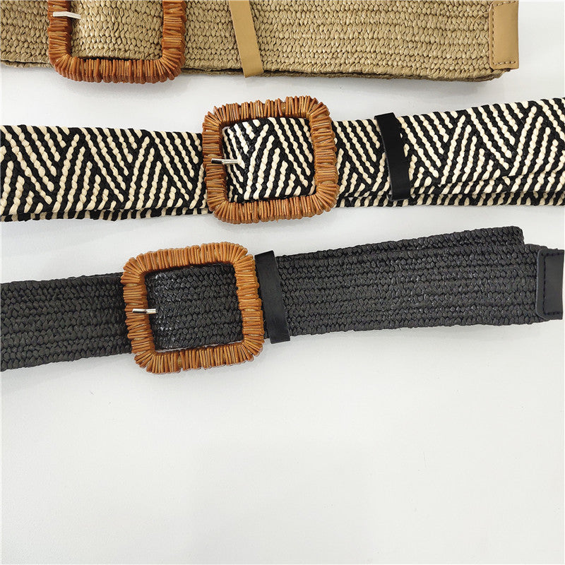 Square Pin Buckle Stretch Belt