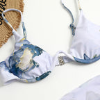 Three-piece Leopard Print&Ink Swimsuit