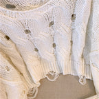 French Style Ripped Hollowed Sweater